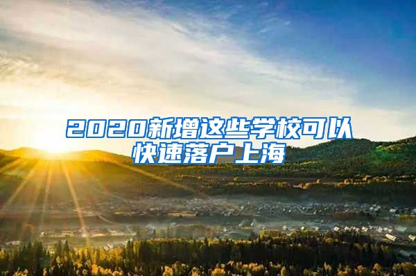 2020新增这些学校可以快速落户上海