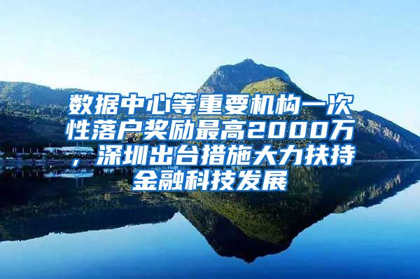 数据中心等重要机构一次性落户奖励最高2000万，深圳出台措施大力扶持金融科技发展