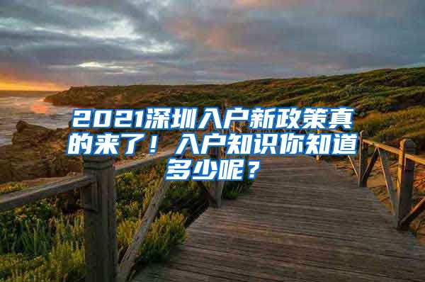 2021深圳入户新政策真的来了！入户知识你知道多少呢？