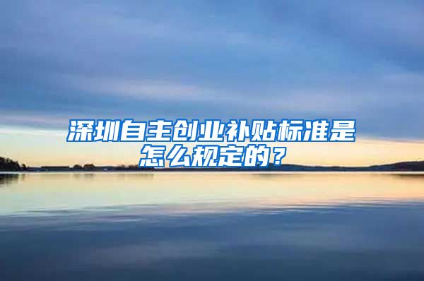 深圳自主创业补贴标准是怎么规定的？