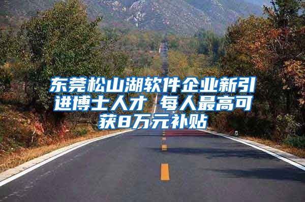 东莞松山湖软件企业新引进博士人才 每人最高可获8万元补贴