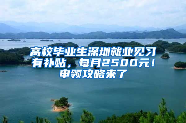 高校毕业生深圳就业见习有补贴，每月2500元！申领攻略来了