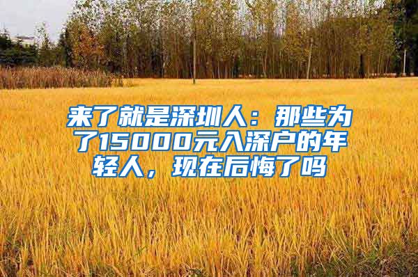 来了就是深圳人：那些为了15000元入深户的年轻人，现在后悔了吗