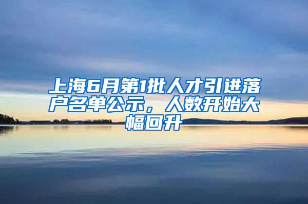 上海6月第1批人才引进落户名单公示，人数开始大幅回升