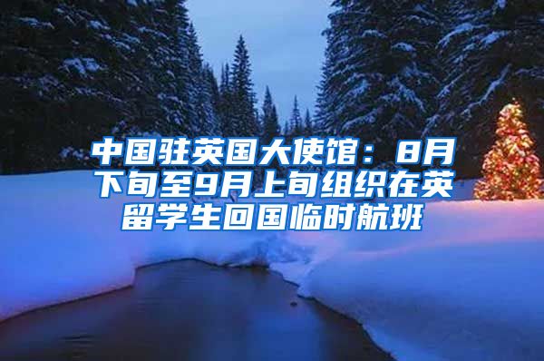 中国驻英国大使馆：8月下旬至9月上旬组织在英留学生回国临时航班