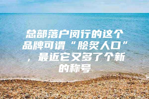 总部落户闵行的这个品牌可谓“脍炙人口”，最近它又多了个新的称号