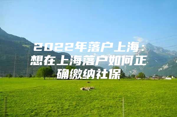 2022年落户上海：想在上海落户如何正确缴纳社保