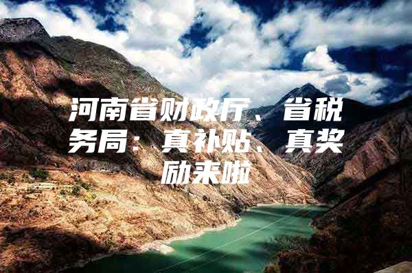 河南省财政厅、省税务局：真补贴、真奖励来啦