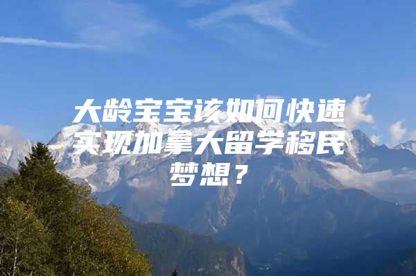 大龄宝宝该如何快速实现加拿大留学移民梦想？